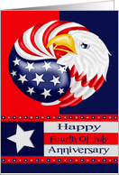 Anniversary on Fourth Of July a Proud Eagle with Stars and Stripes card