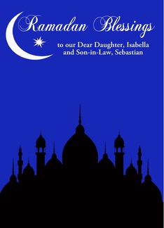 Ramadan, custom relationship, silhouette of a temple, moon