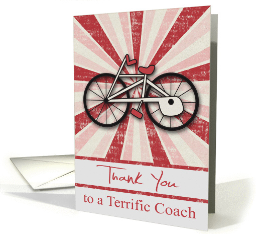 Thank You to Bicycle Coach, general, a bicycle with red starburst card