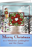 Christmas to Goddaughter and Fiance with Snowy Lighthouse Scene card