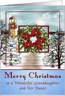 Christmas to Granddaughter and Fiance with Snowy Lighthouse Scene card