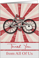 Thank You to Bicycle Coach from All Of Us, bicycle, red starburst card