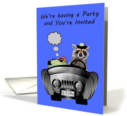 Invitations to Off to College Party, feminine, raccoon... (1382080)