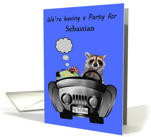 Invitations to Off to College Party, custom name, raccoon... (1382430)