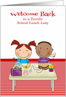 Welcome Back to School Lunch Lady Cute Kids Eating their Lunch card