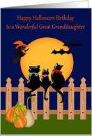 Birthday on Halloween to Great Granddaughter with Four Black Cats card