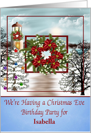 Invitations to Christmas Eve Birthday Party, custom name, lighthouse card