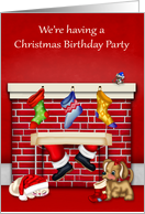 Invitations to Christmas Birthday Party, general, animals, Santa Claus card