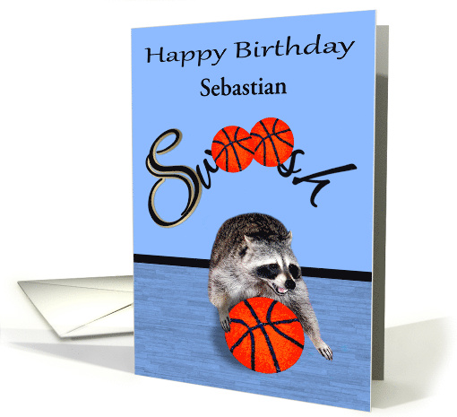 Birthday Custom Name with a Cute Raccoon Playing... (1385572)