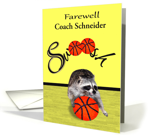 Farewell, goodbye to coach, custom name, raccoon playing... (1385574)