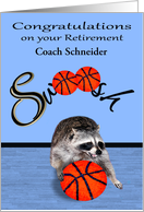 Congratulations on Retirement as a Basketball Coach Custom Name card