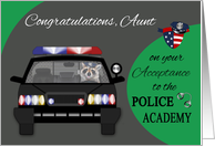 Congratulations to Aunt on acceptance to Police Academy, raccoon card