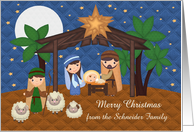 Christmas, custom name, Nativity Scene with Baby Jesus card