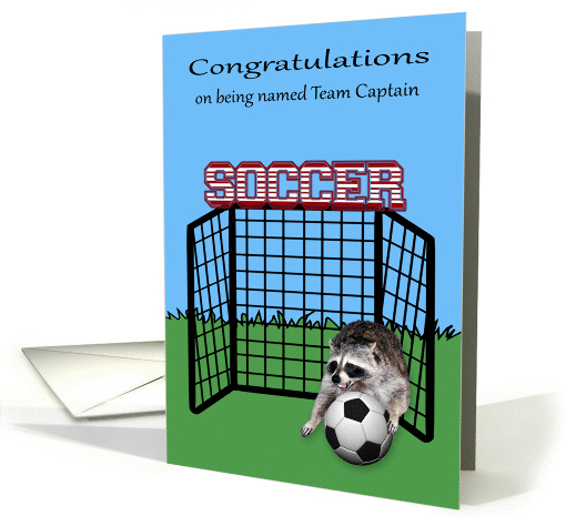Congratulations on being named team captain, soccer, raccoon card