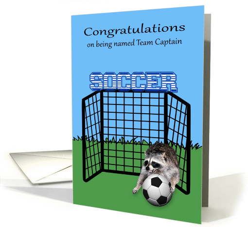 Congratulations on being named team captain, soccer, raccoon card