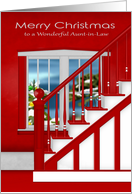 Christmas to Aunt-in-Law, staircase with window holiday scene card