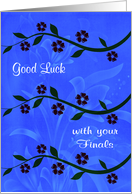 Good Luck, with finals, general, long stems of flowers on blue card