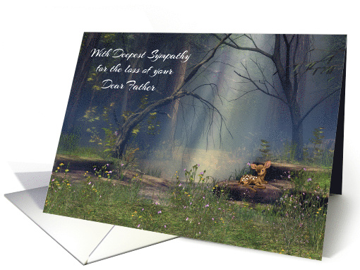 Sympathy for Loss of Father Card with a Woodland Scene and a Fawn card