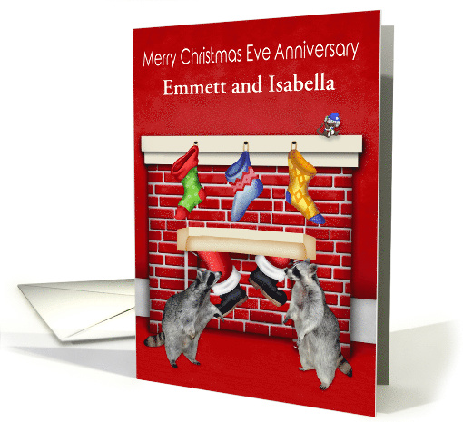 Anniversary on Christmas Eve, custom name, raccoons with... (1393340)