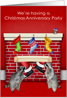 Invitations to Christmas Anniversary Party, general, raccoons card