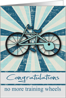 Congratulations, no more training wheels, general, blue starbursts card