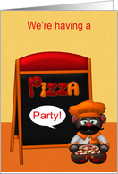 Invitations to Pizza Party, general, a cute chef with a menu board card