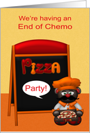 Invitations to End of Chemo Pizza Party, general, cute chef,menu board card