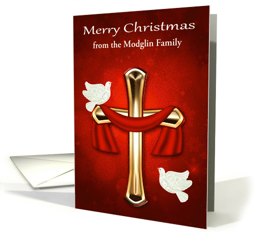 Christmas, from custom name, religious, doves with a red cross card