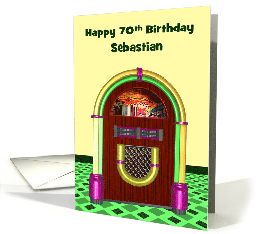 70th Birthday Custom Name with a Colorful Jukebox on... (1402106)