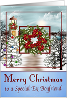 Christmas to Ex Boyfriend, snowy lighthouse scene with a wreath card