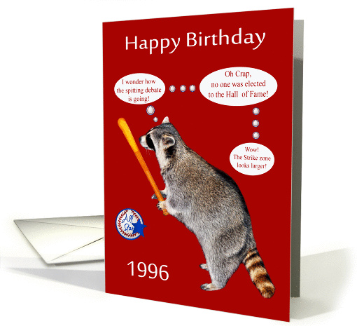 Birthday born in 1996, baseball theme, Raccoon ready to... (1403728)