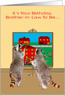 Birthday to Brother-in-Law To Be, adorable raccoons painting the town card