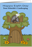 Earth Day Custom Name with a Raccoon Sitting in a Tree House card