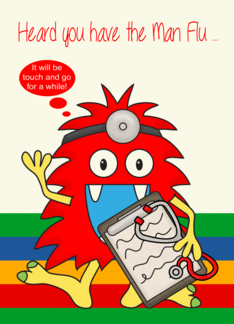 Get Well, Man Flu, general, monster with stethoscope and clip board