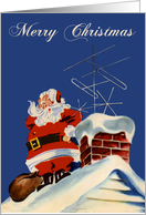 Christmas, general, humor, Santa Claus on a roof looking frustrated card