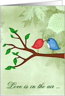 Love & Romance, love is in the air, cute birds in love sharing a worm card
