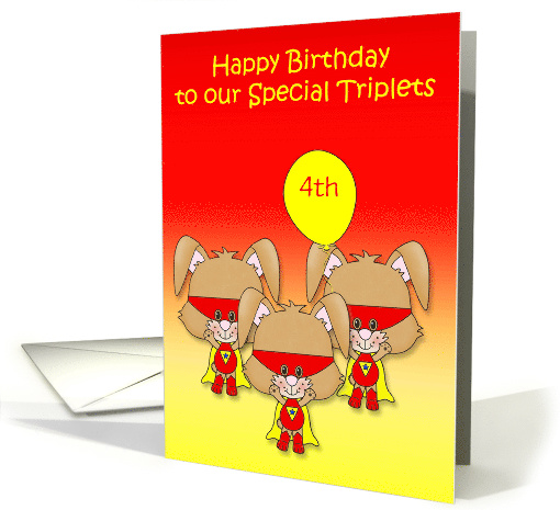 Birthday to Our Triplets Custom Age with a Super Bunny... (1409236)