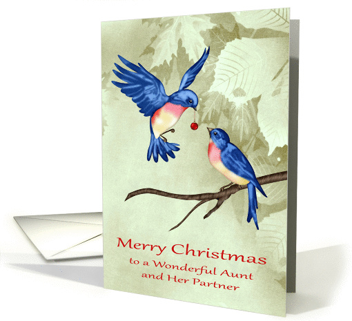 Christmas to Aunt and Partner, two beautiful blue birds,... (1410018)