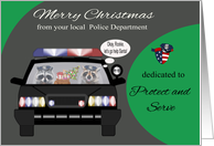 Christmas from Police Department, general, raccoons in police car card