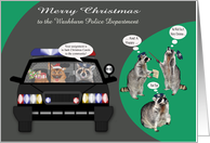 Christmas to Police Department Custom Name with Raccoons and K-9 card