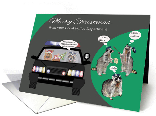 Christmas from Police Department, general, adorable raccoons, K-9 card