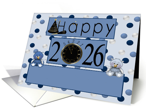 New Year's Business Custom Name 2026 with Owls on Polka Dots card