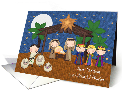Christmas to Teacher with a Baby Jesus Nativity Scene and... (1413928)
