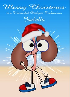Christmas to Dialysis Technician, custom name, kidney in stocking cap