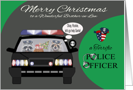 Christmas to Brother-in-Law, adorable raccoons in a police car, badge card