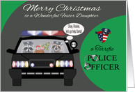 Christmas to Foster Daughter, adorable raccoons in a police car, badge card