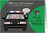 Christmas to Granddaughter, adorable raccoons in a police car, badge card