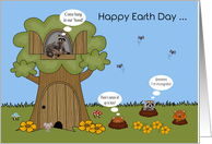 Earth Day, general, a get back to nature theme with raccoons, wildlife card