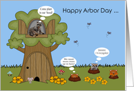 Arbor Day a Plant Trees Theme with Raccoons and other Wildlife card