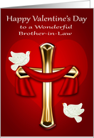 Valentine’s Day to Brother-in-Law, religious, white doves, red cross card